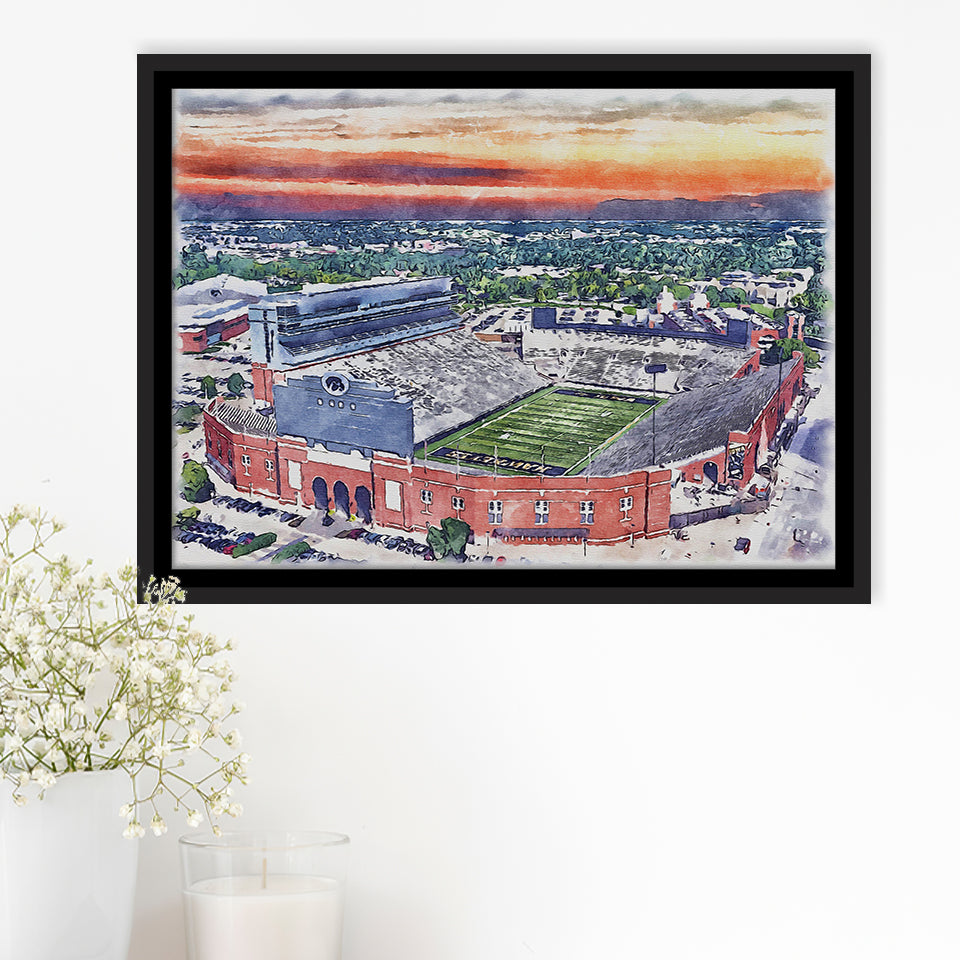 Iowa Hawkeyes Kinnick Stadium Watercolor, Sport Art Prints Fan Gift, Framed Canvas Prints Wall Art Decor