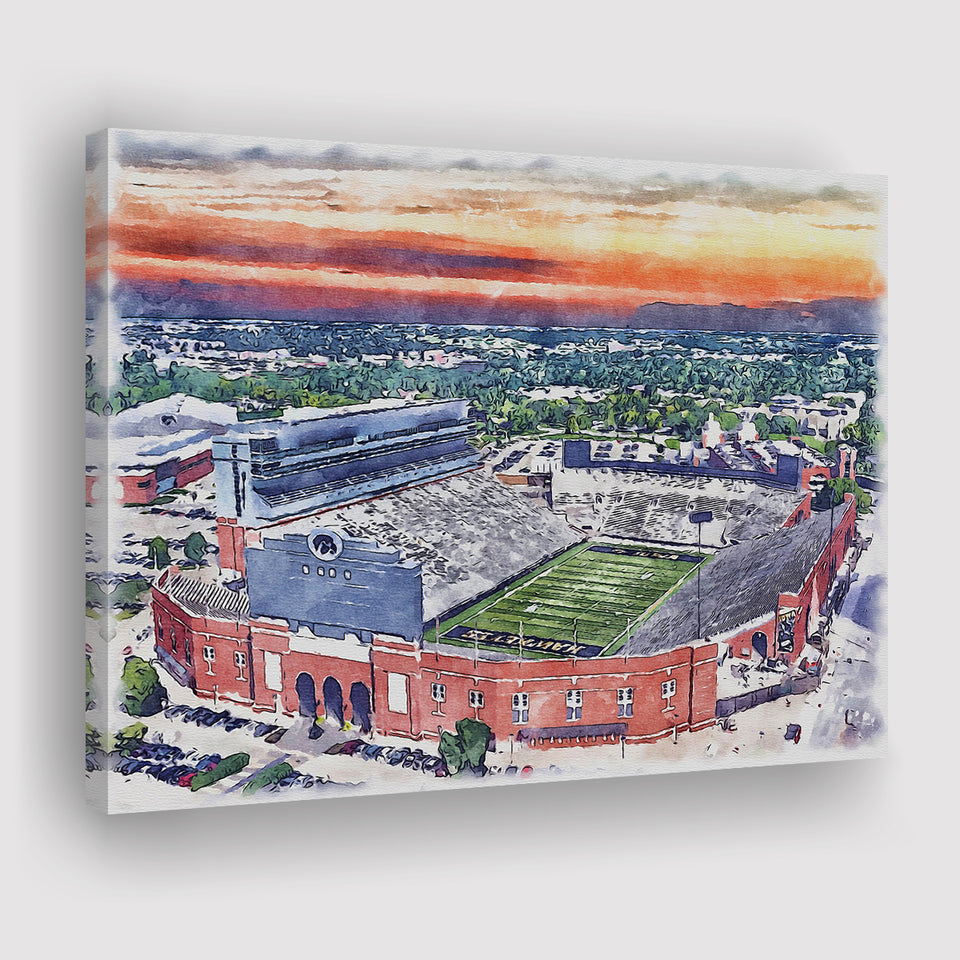 Iowa Hawkeyes Kinnick Stadium Watercolor, Sport Art Prints Fan Gift, Canvas Prints Wall Art Decor