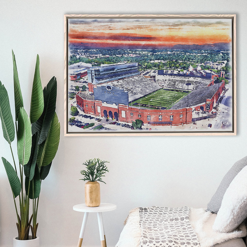 Iowa Hawkeyes Kinnick Stadium Watercolor, Sport Art Prints Fan Gift, Framed Canvas Prints Wall Art Decor