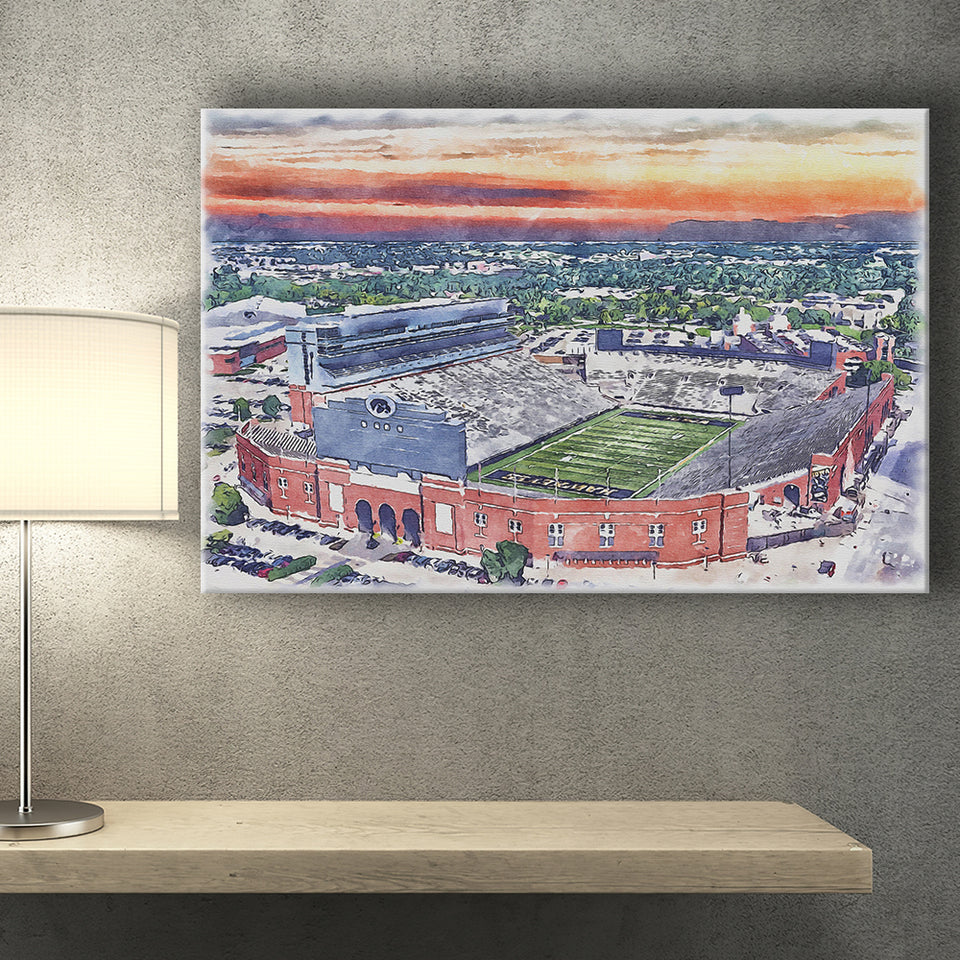 Iowa Hawkeyes Kinnick Stadium Watercolor, Sport Art Prints Fan Gift, Canvas Prints Wall Art Decor