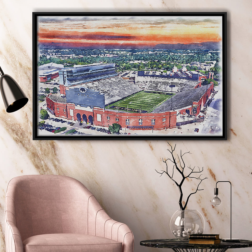 Iowa Hawkeyes Kinnick Stadium Watercolor, Sport Art Prints Fan Gift, Framed Canvas Prints Wall Art Decor