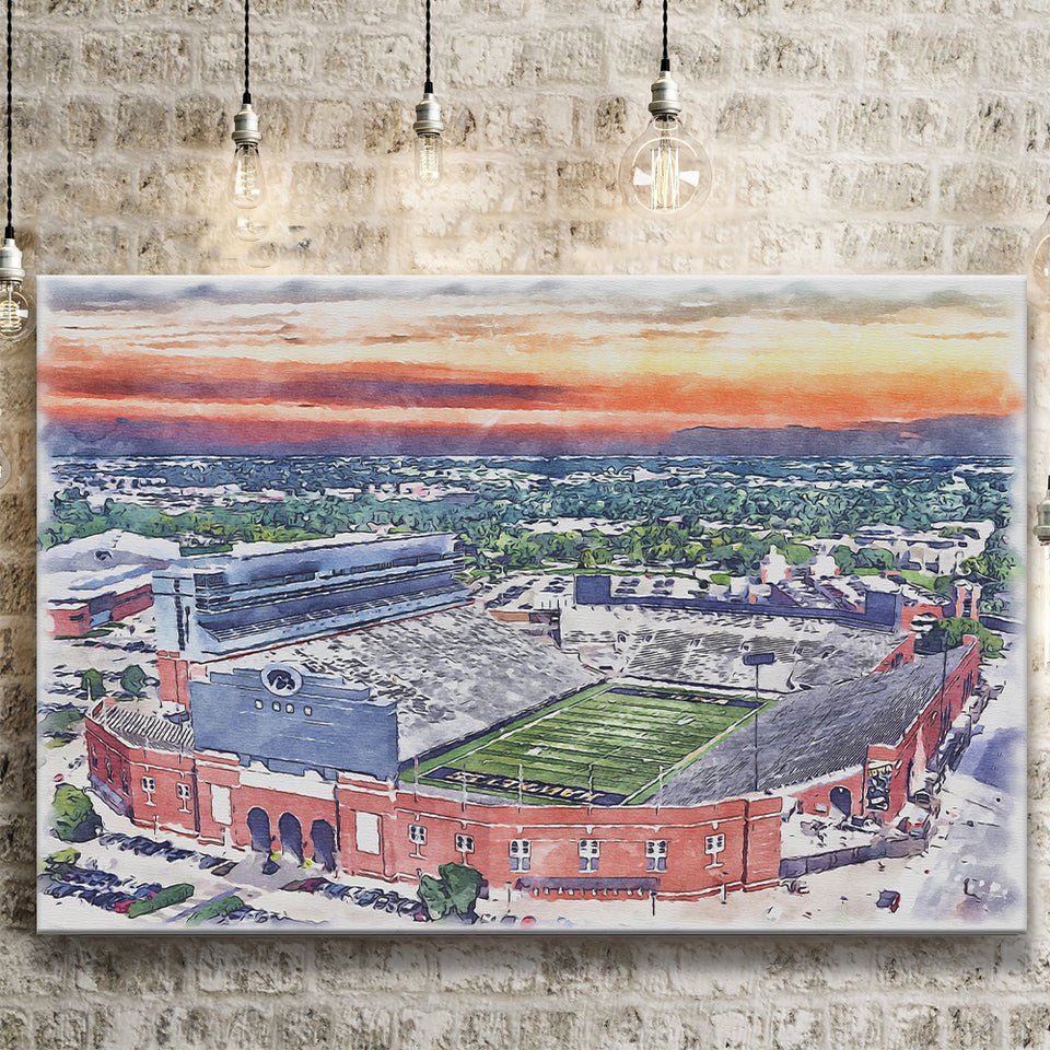 Iowa Hawkeyes Kinnick Stadium Watercolor, Sport Art Prints Fan Gift, Canvas Prints Wall Art Decor
