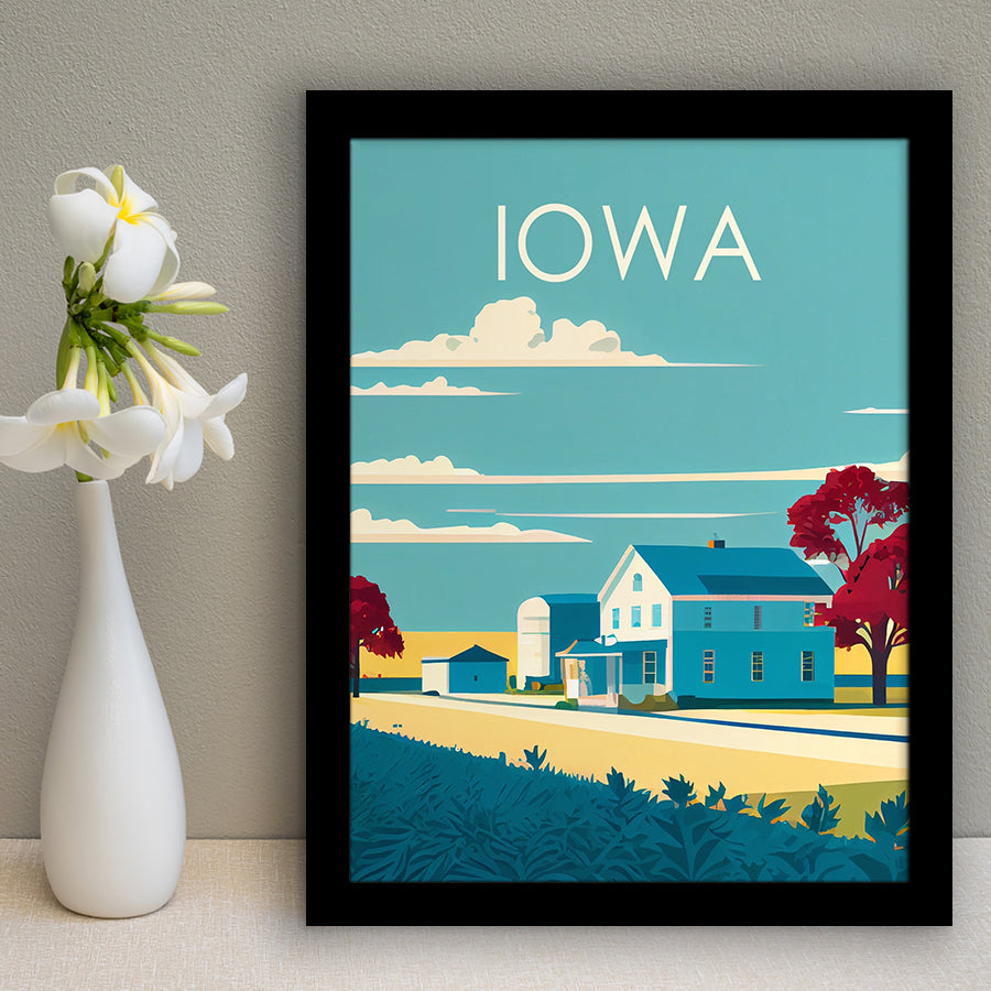 Iowa Retro Art Print, City Art Print, Framed Art Print Wall Art Home Decor, Framed Picture