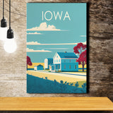 Iowa Retro Art Print ,City Art Print, Large Canvas, Canvas Print Wall Art Home Decor