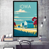 Iowa Retro Art Print, City Art Print, Framed Art Print Wall Art Home Decor, Framed Picture