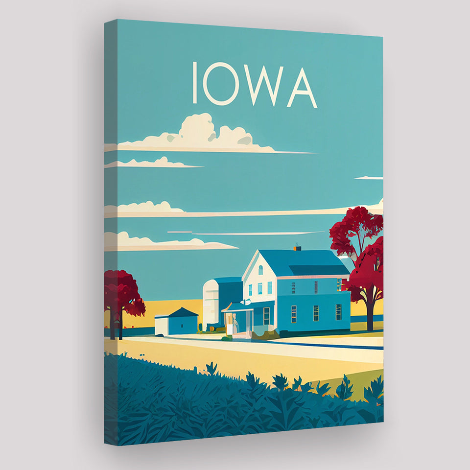 Iowa Retro Art Print ,City Art Print, Large Canvas, Canvas Print Wall Art Home Decor