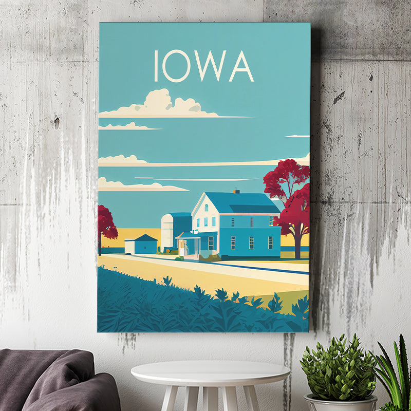Iowa Retro Art Print ,City Art Print, Large Canvas, Canvas Print Wall Art Home Decor