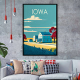 Iowa Retro Art Print, City Art Print, Framed Art Print Wall Art Home Decor, Framed Picture