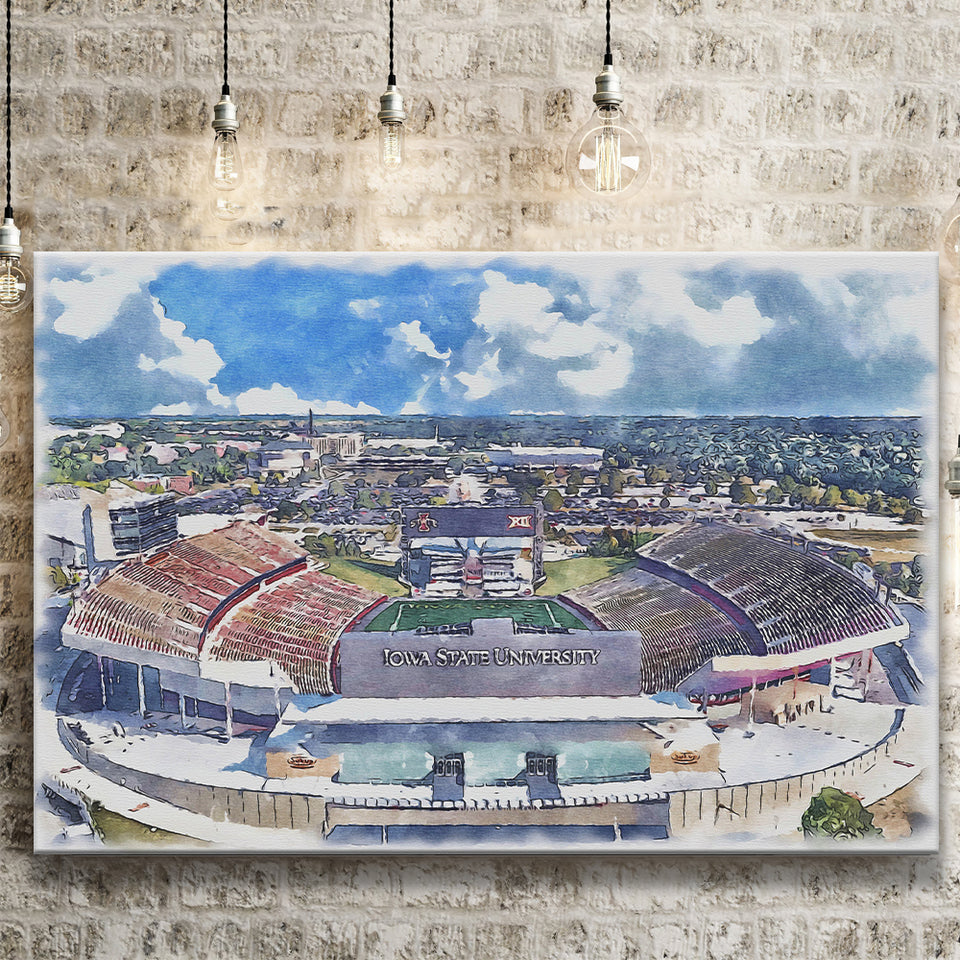 Iowa State Cyclones Jack Trice Stadium Watercolor, Sport Art Prints Fan Gift, Canvas Prints Wall Art Decor