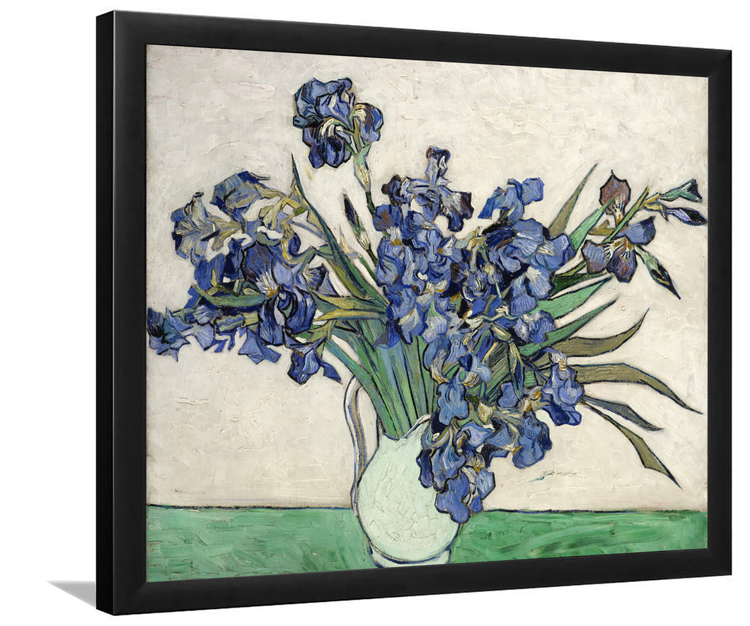 Irises In A Vase By Vincent Van Gogh-Art Print,Canvas Art,Frame Art,Plexiglass Cover