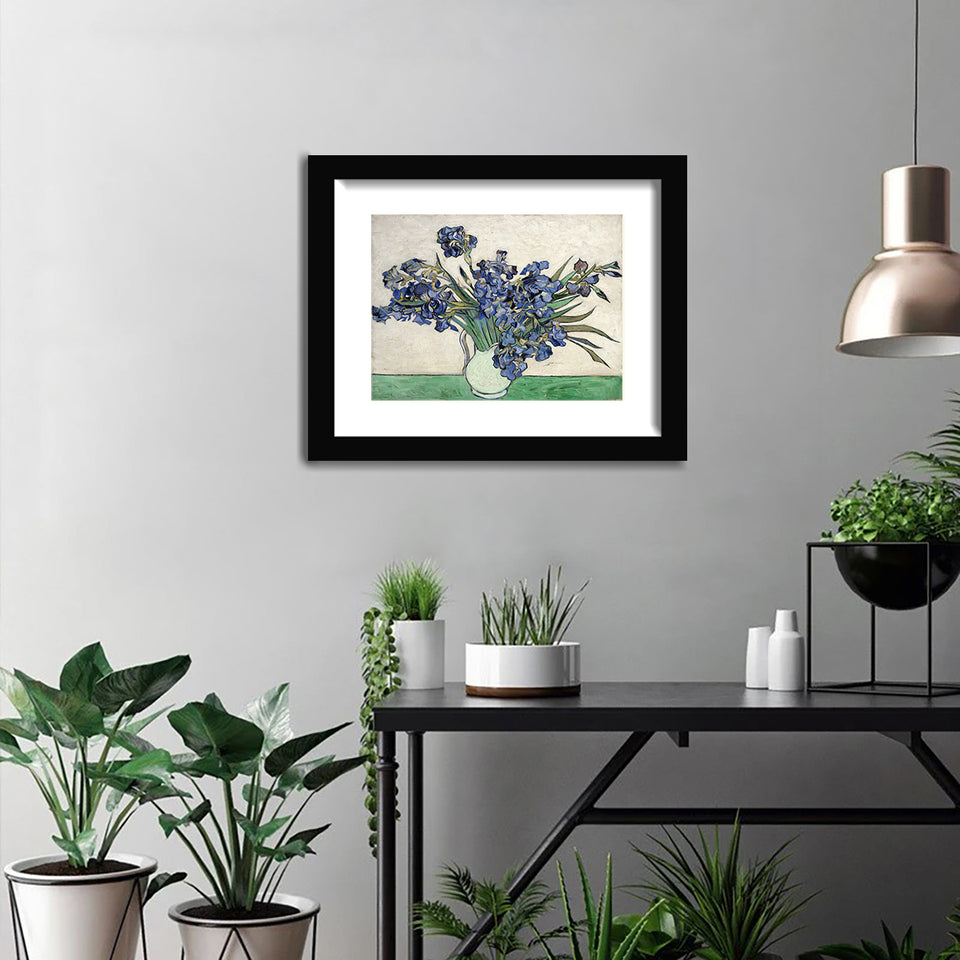 Irises In A Vase By Vincent Van Gogh-Canvas art,Art Print,Frame art,Plexiglass cover