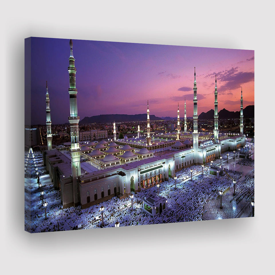 Islamic Al Masjid An Nabawi Print Medina Canvas Prints Wall Art Decor - Painting Canvas,Home Decor, Ready to Hang