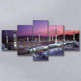 Islamic Al Masjid An Nabawi Print Medina 5 Piece Canvas Prints Wall Art Decor, Multi Panels, Mixed Canvas