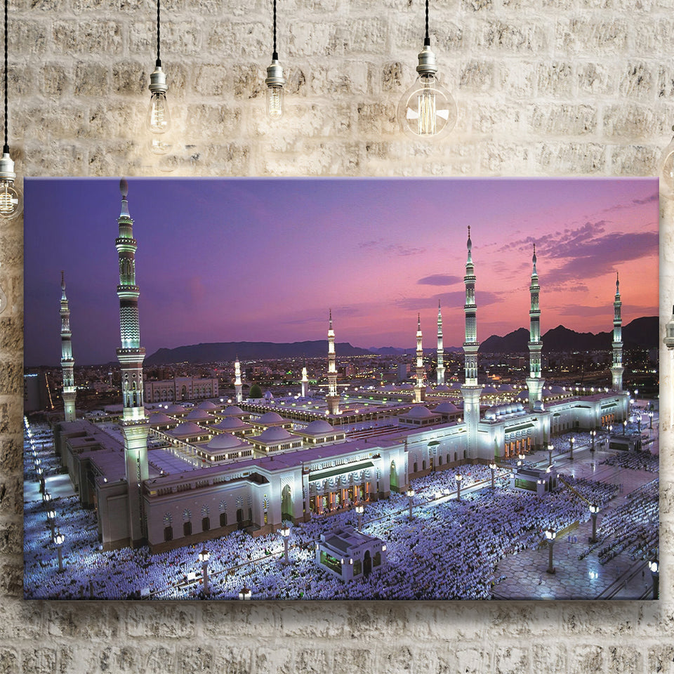 Islamic Al Masjid An Nabawi Print Medina Canvas Prints Wall Art Decor - Painting Canvas,Home Decor, Ready to Hang