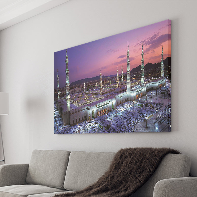 Islamic Al Masjid An Nabawi Print Medina Canvas Prints Wall Art Decor - Painting Canvas,Home Decor, Ready to Hang