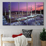 Islamic Al Masjid An Nabawi Print Medina 5 Piece B Canvas Prints Wall Art, Multi Panels,Large Canvas