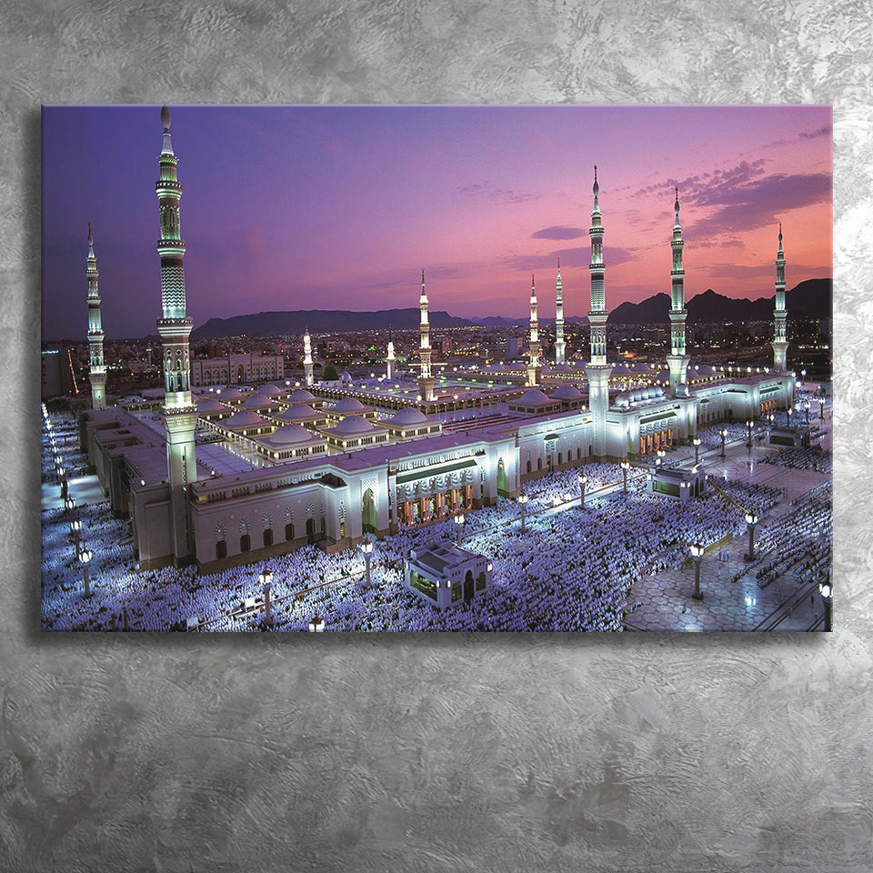 Islamic Al Masjid An Nabawi Print Medina Canvas Prints Wall Art Decor - Painting Canvas,Home Decor, Ready to Hang