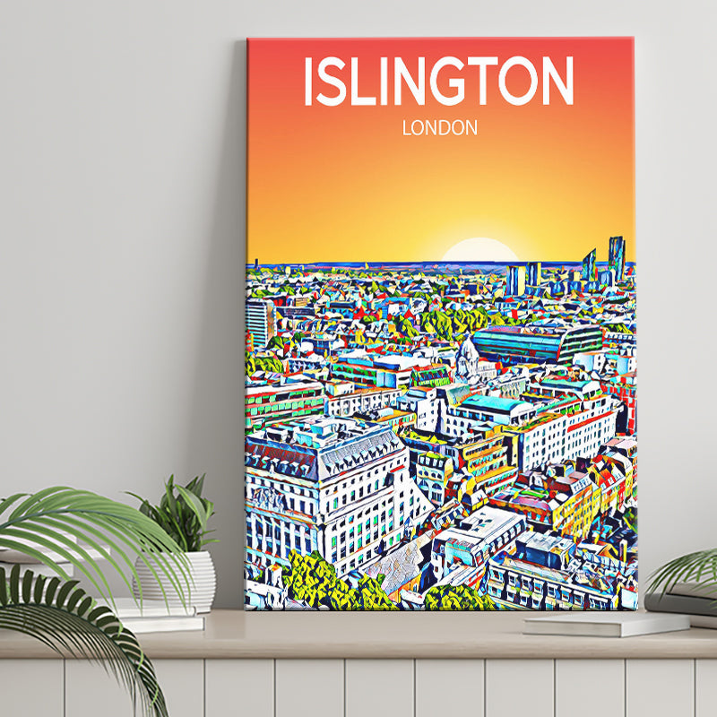 Islington London Art Sunset Art Print ,City Art Print, Large Canvas, Canvas Print Wall Art Home Decor