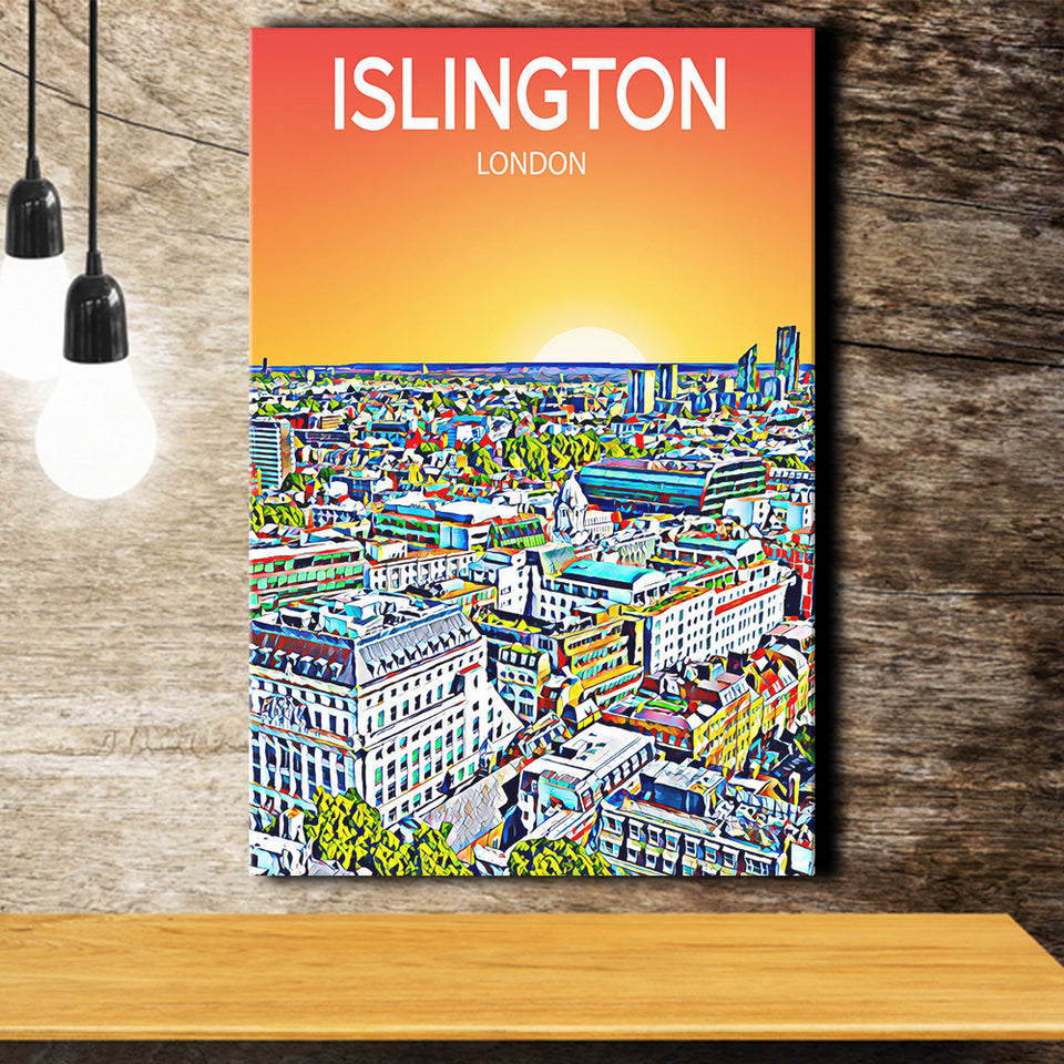 Islington London Art Sunset Art Print ,City Art Print, Large Canvas, Canvas Print Wall Art Home Decor