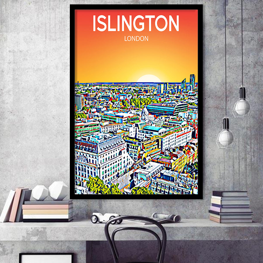 Islington London Art Sunset Art Print, City Art Print, Framed Art Print Wall Art Home Decor, Framed Picture