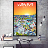 Islington London Art Sunset Art Print, City Art Print, Framed Art Print Wall Art Home Decor, Framed Picture