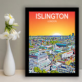 Islington London Art Sunset Art Print, City Art Print, Framed Art Print Wall Art Home Decor, Framed Picture