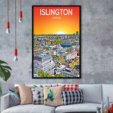 Islington London Art Sunset Art Print, City Art Print, Framed Art Print Wall Art Home Decor, Framed Picture