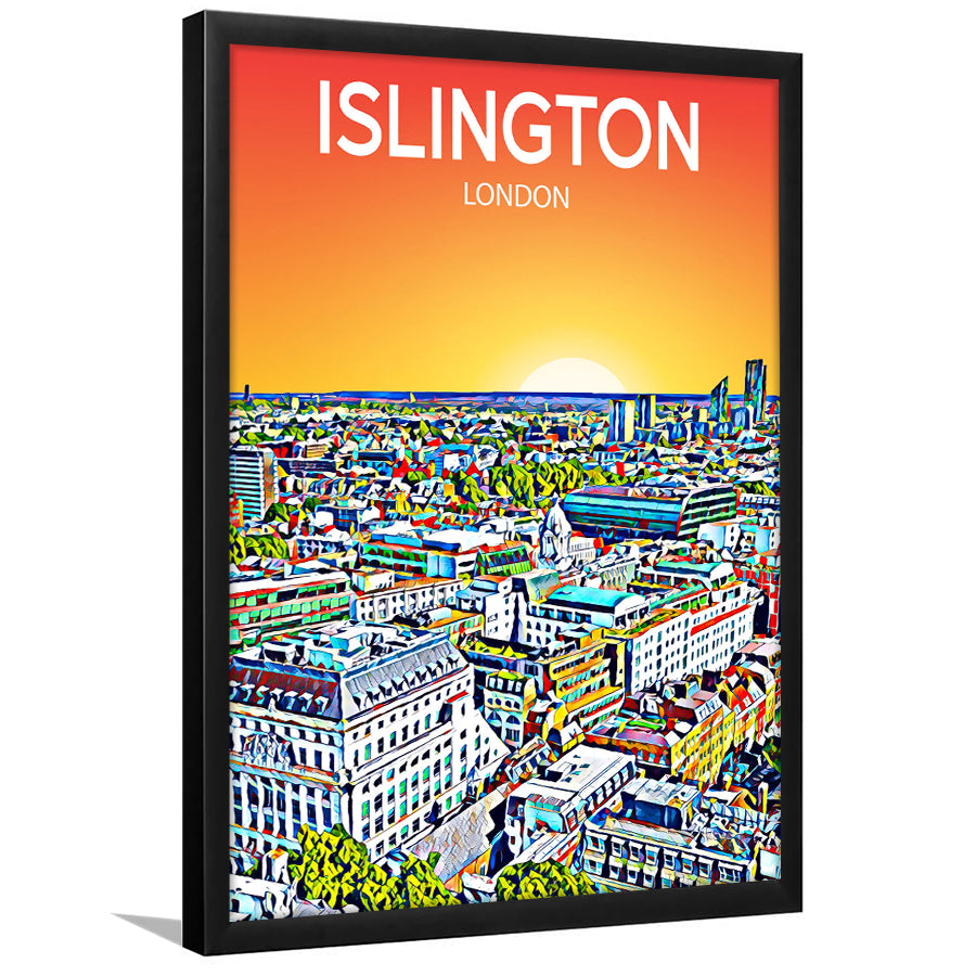 Islington London Art Sunset Art Print, City Art Print, Framed Art Print Wall Art Home Decor, Framed Picture