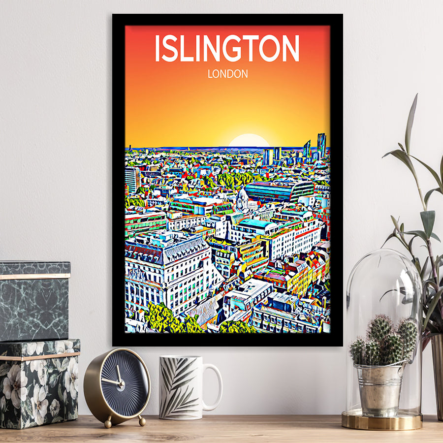 Islington London Art Sunset Art Print, City Art Print, Framed Art Print Wall Art Home Decor, Framed Picture