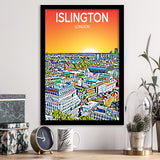 Islington London Art Sunset Art Print, City Art Print, Framed Art Print Wall Art Home Decor, Framed Picture