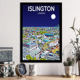 Islington London Art Night Art Print, City Art Print, Framed Art Print Wall Art Home Decor, Framed Picture
