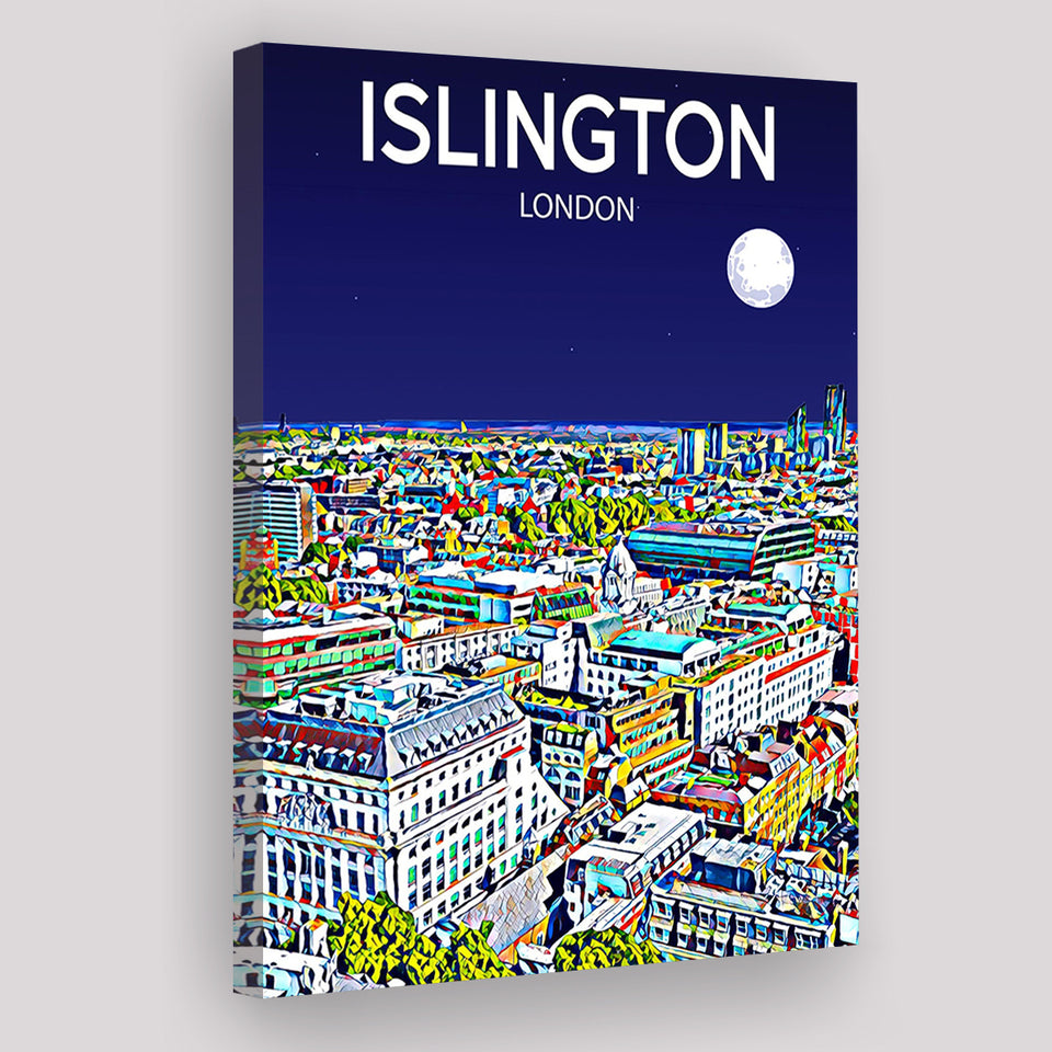 Islington London Art Night Art Print ,City Art Print, Large Canvas, Canvas Print Wall Art Home Decor