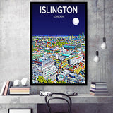 Islington London Art Night Art Print, City Art Print, Framed Art Print Wall Art Home Decor, Framed Picture