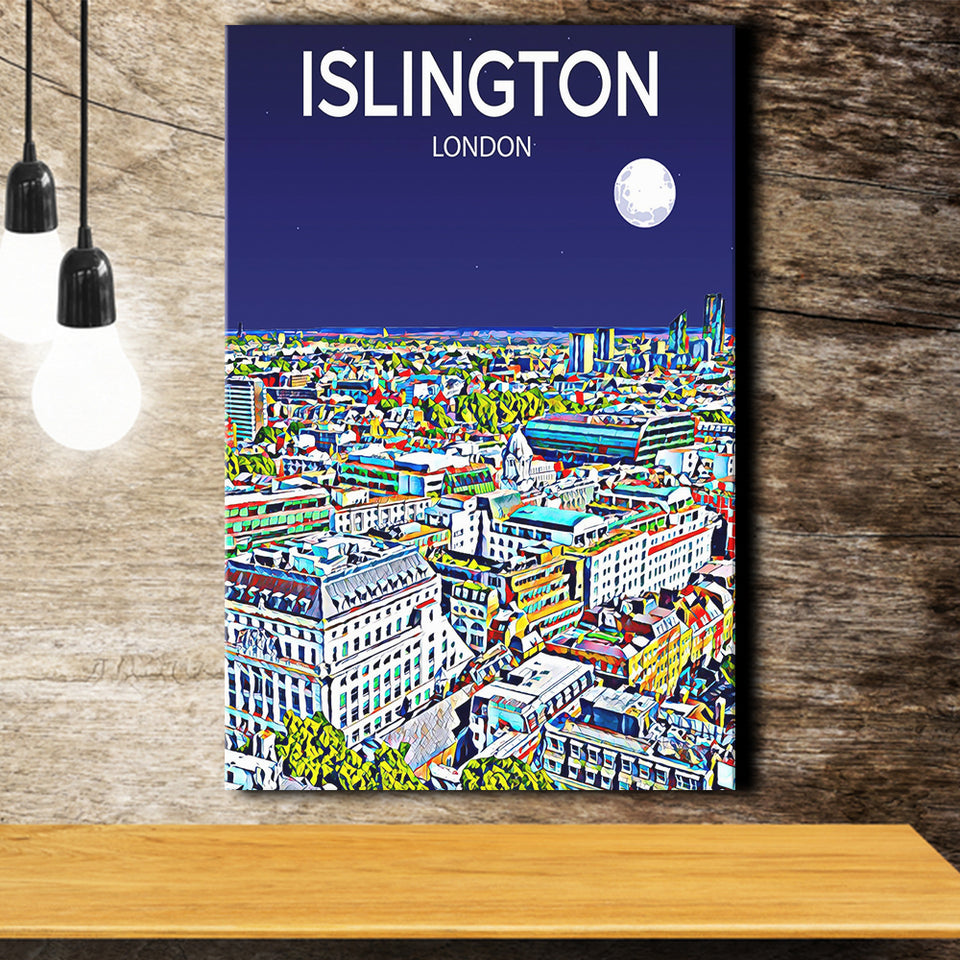 Islington London Art Night Art Print ,City Art Print, Large Canvas, Canvas Print Wall Art Home Decor