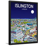 Islington London Art Night Art Print, City Art Print, Framed Art Print Wall Art Home Decor, Framed Picture