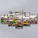 Istanbul, Blue Mosque, Istanbul Skyline, Multi Panels, 5 Pieces, Canvas Prints Wall Art Home Decor