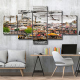 Istanbul, Blue Mosque, Istanbul Skyline, Multi Panels, 5 Pieces, Canvas Prints Wall Art Home Decor