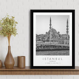 Istanbul Turkey Black And White Art Framed Canvas Prints Wall Art Home Decor, Floating Frame