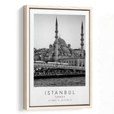 Istanbul Turkey Black And White Art Framed Canvas Prints Wall Art Home Decor, Floating Frame