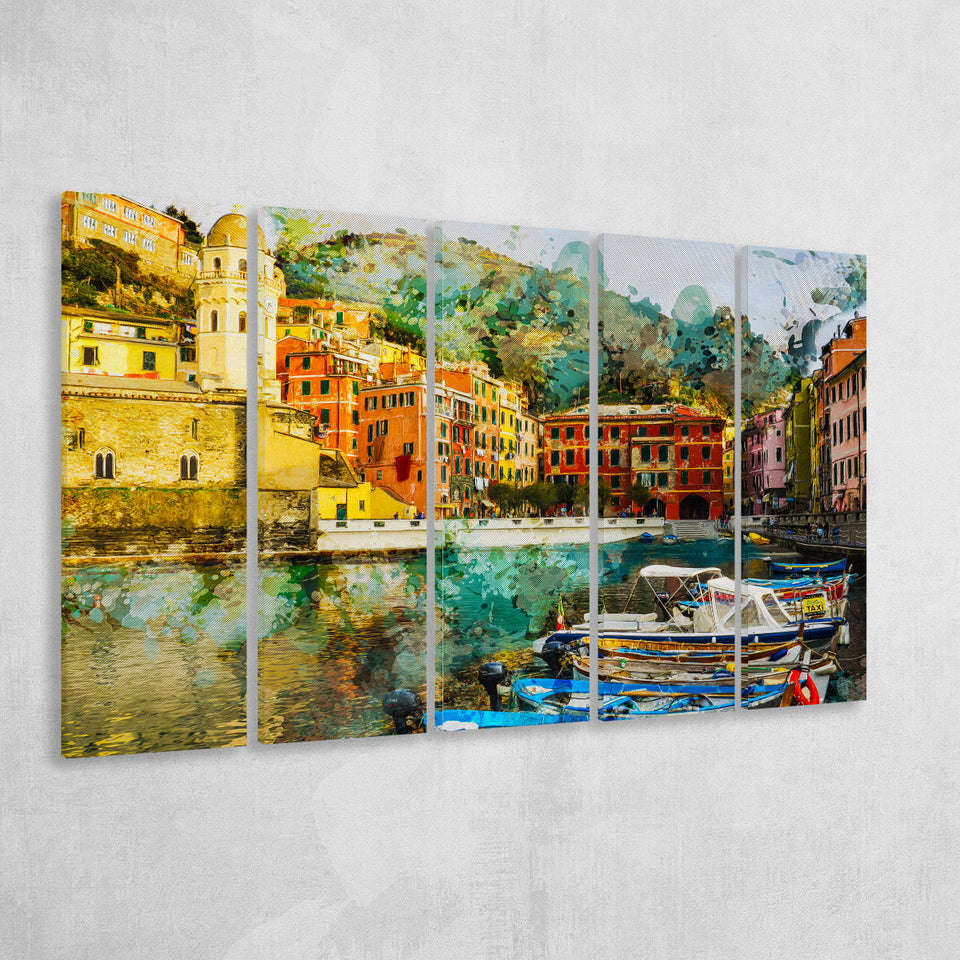 Italian Riviera Canvas Art 5 Piece B Canvas Prints Wall Art Decor, Multi Panels,Large Canvas, Home Decor