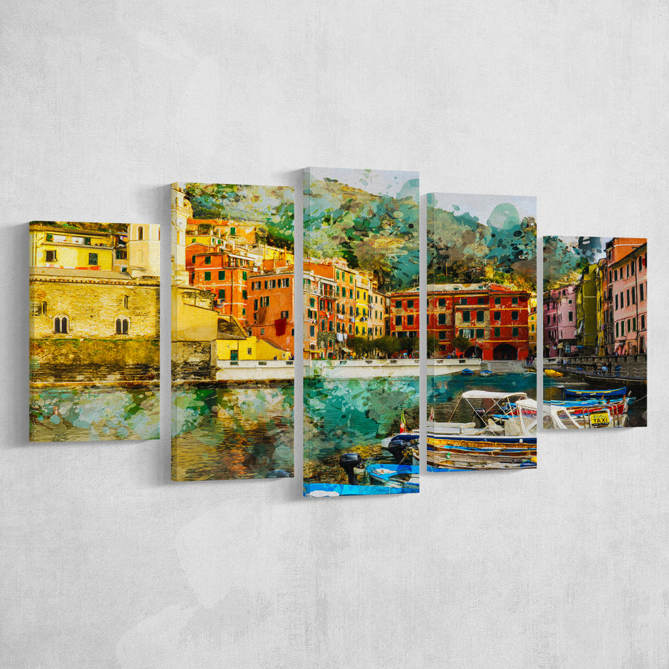 Italian Riviera Canvas Art 5 Pieces Canvas Prints Wall Art Decor - Painting Canvas, Mixed Canvas, Multi Panels