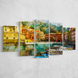 Italian Riviera Canvas Art 5 Pieces Canvas Prints Wall Art Decor - Painting Canvas, Mixed Canvas, Multi Panels