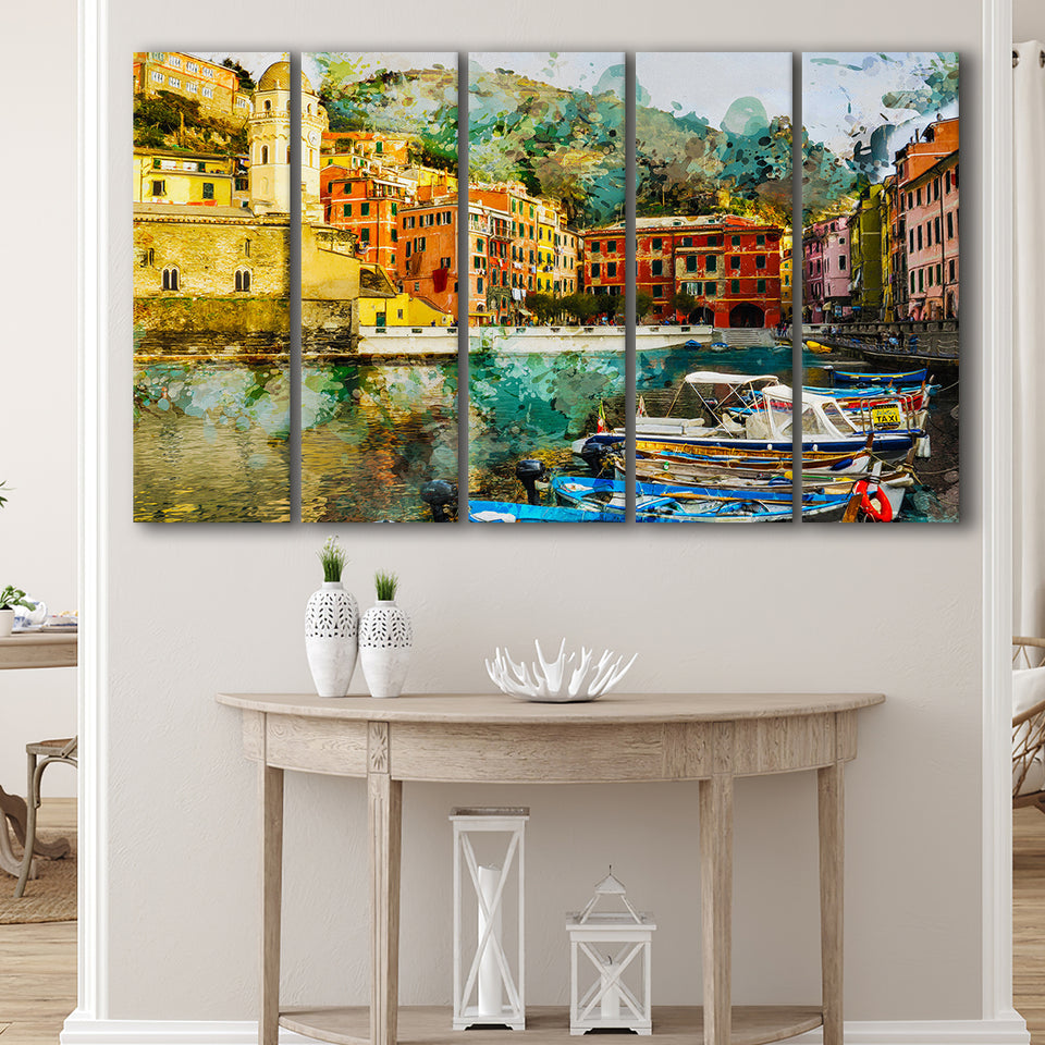 Italian Riviera Canvas Art 5 Piece B Canvas Prints Wall Art Decor, Multi Panels,Large Canvas, Home Decor