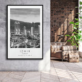 Izmir Turkey Black And White Art Framed Canvas Prints Wall Art Home Decor, Floating Frame