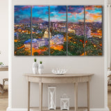 Jackson Mississippi Usa Skyline Over Capitol 5 Pieces Extra Large Canvas Prints Wall Art Home Decor