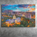 Jackson Mississippi Usa Skyline Over Capitol City Art Watercolor Canvas Prints Wall Art Home Decor, Large Canvas
