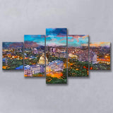 Jackson Mississippi Usa Skyline Over Capitol 5 Pieces Mixed Canvas Prints Wall Art Home Decor