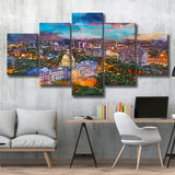 Jackson Mississippi Usa Skyline Over Capitol 5 Pieces Mixed Canvas Prints Wall Art Home Decor