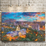 Jackson Mississippi Usa Skyline Over Capitol City Art Watercolor Canvas Prints Wall Art Home Decor, Large Canvas