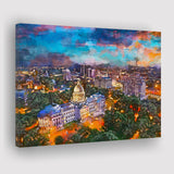 Jackson Mississippi Usa Skyline Over Capitol City Art Watercolor Canvas Prints Wall Art Home Decor, Large Canvas